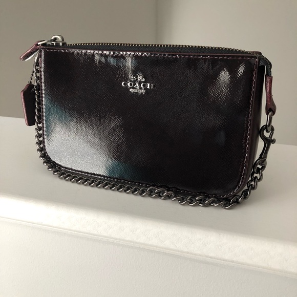 Coach Handbags - Coach Burgundy Leather Glitter Nolita Purse Bag